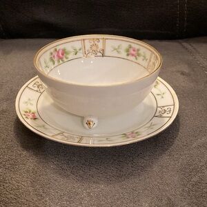 1890s ANTIQUE Nippon hand painted footed bowl and plate